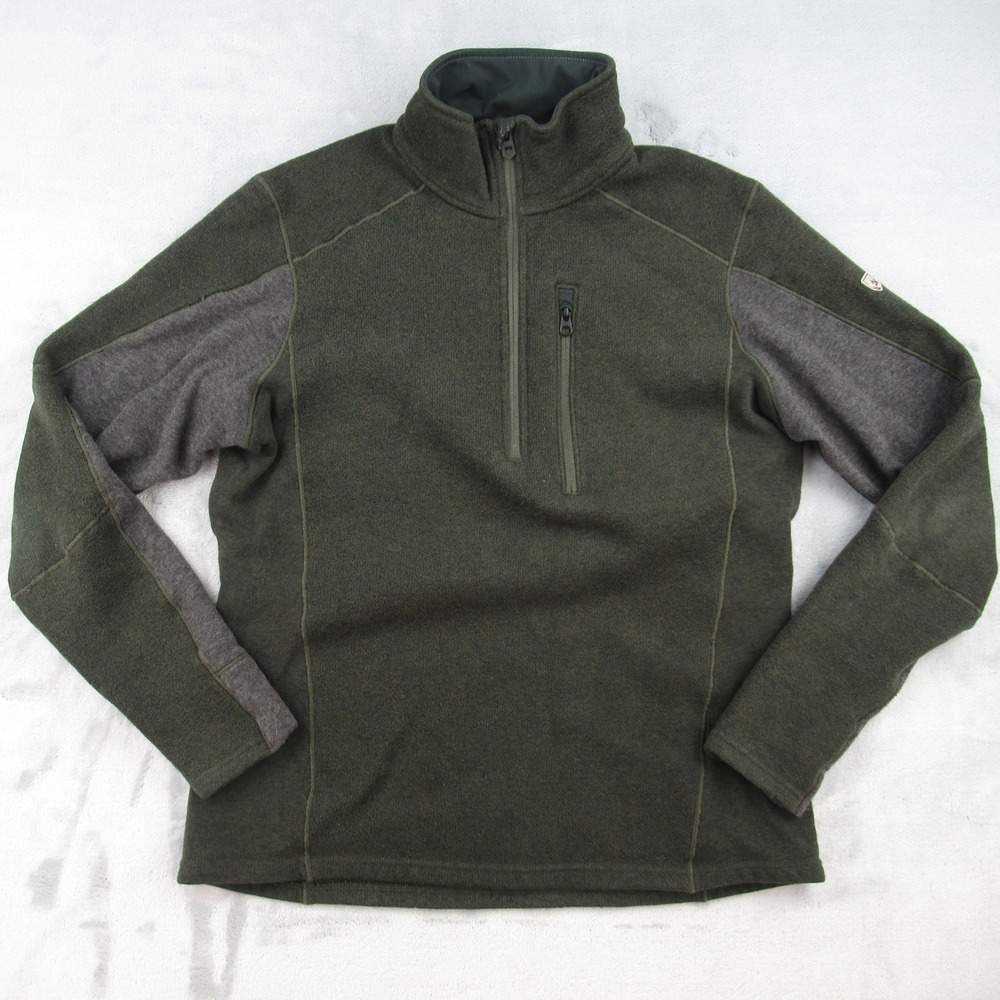 KUHL Interceptr 1/4 Zip Pullover Men M Green Fleece Thumbholes F19 2087700